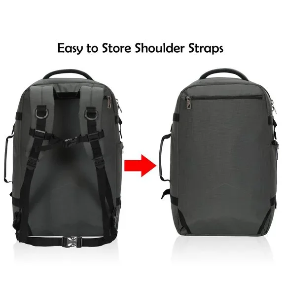 Hynes Eagle Travel Backpack 40L Flight Approved Carry on Backpack - Grey - Picture 4 of 7